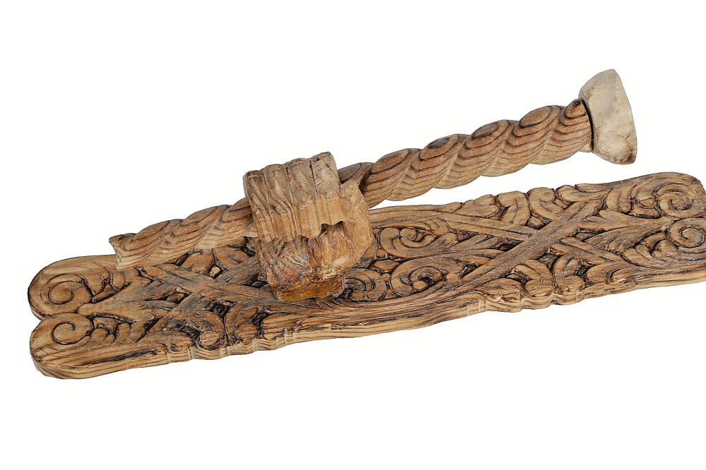 Vintage Antique Hand Carved Wood Fist Wall Sconce Torch Candle Holder Folk Art